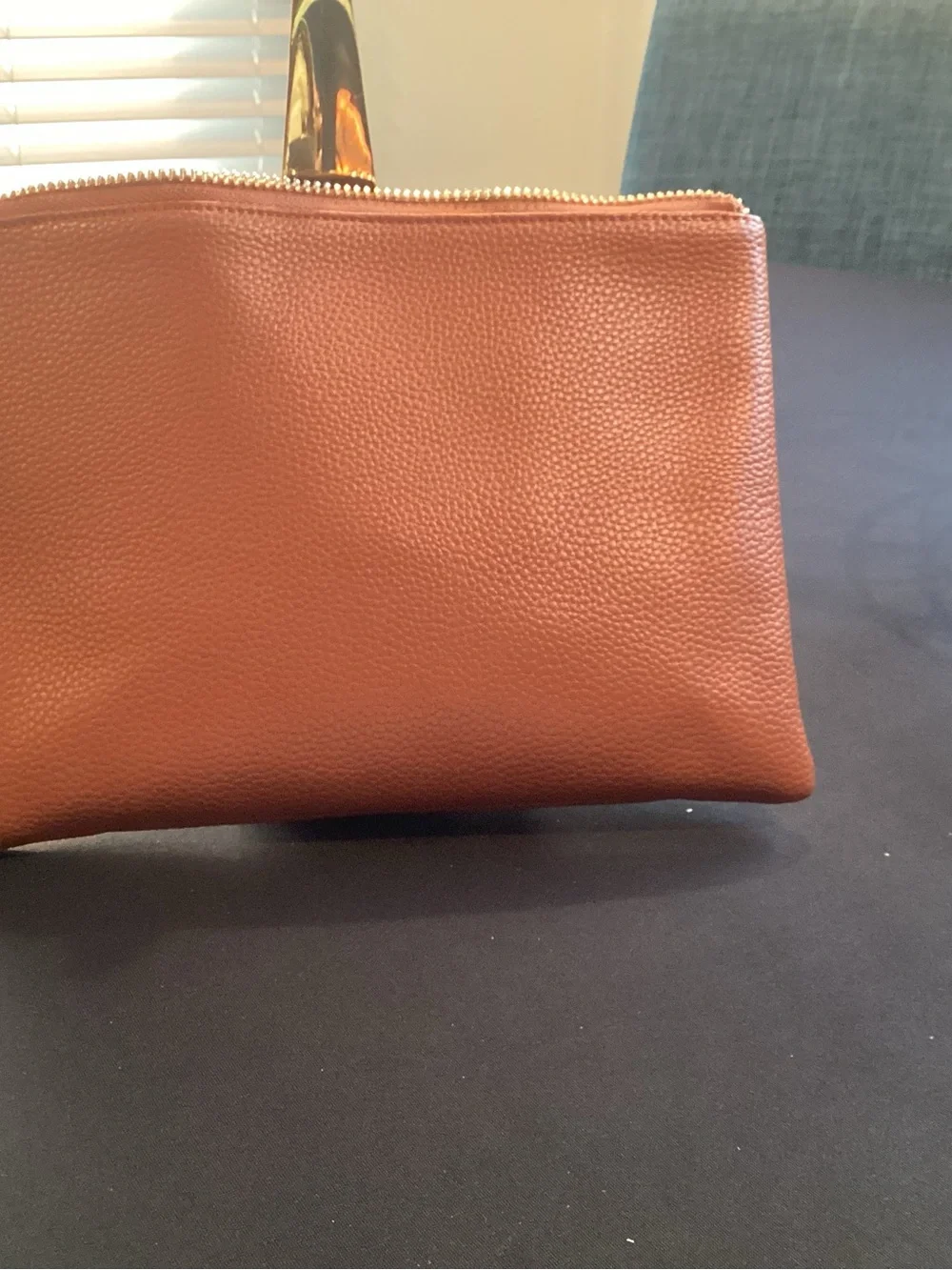 Classic Brown Leather Cosmetic Pouch